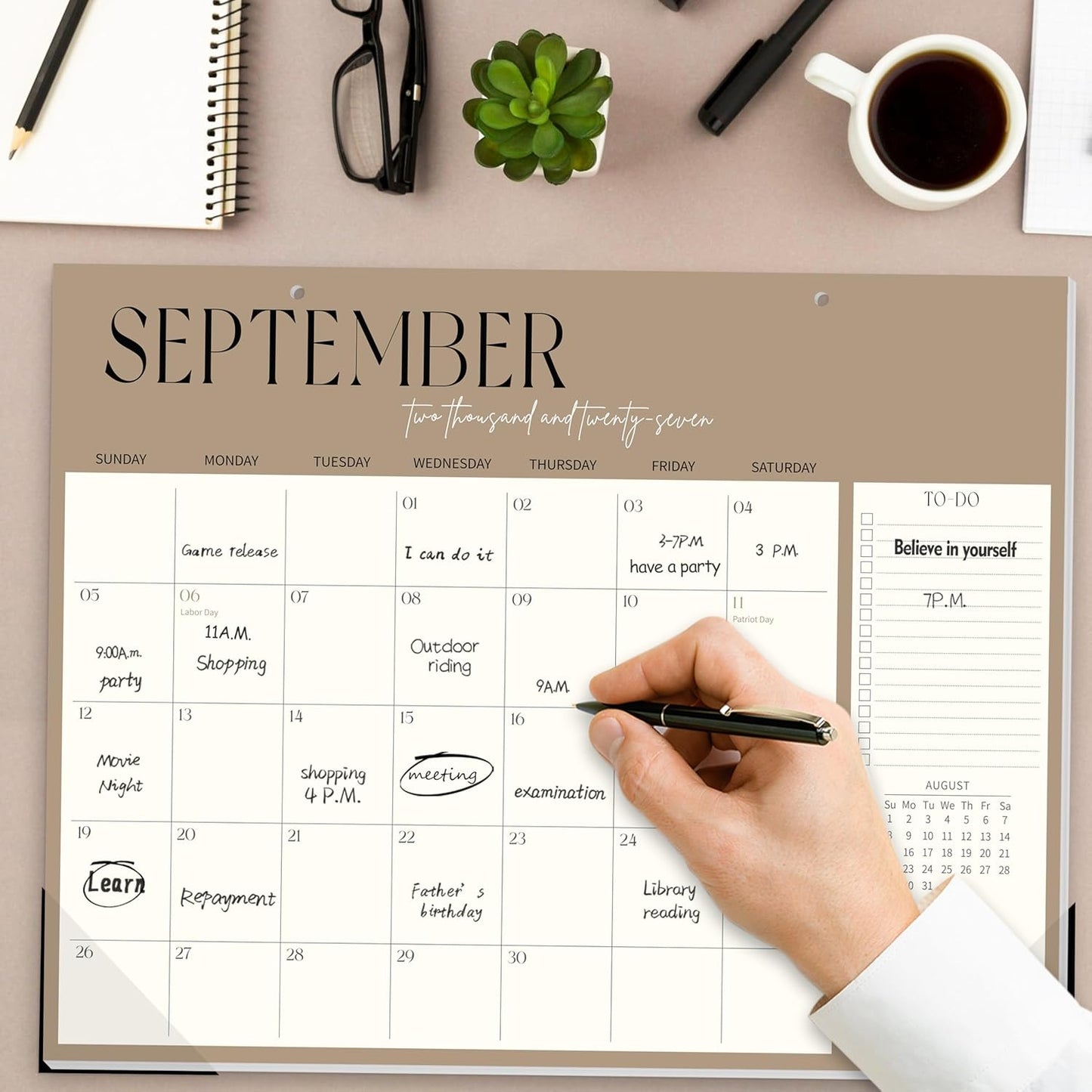 Guasslee Desk Calendar 2026-2027(Jun. 2026 - Dec. 2027), 19-Month School Year Compact Desktop & Wall Calendar, 14" x 11" Thick Paper Monthly Planner for Small Space, Home Office, Dorm & School