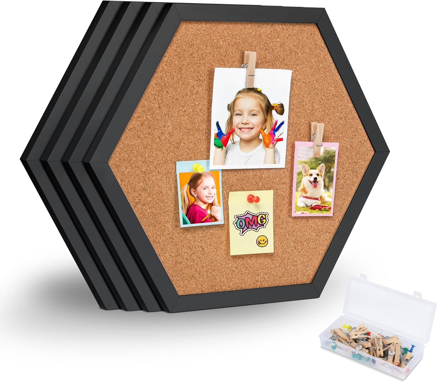 Cork Board Tiles - 4 Packs Adhesive Corkboards for Wall, Small Cork Board Squares Decorative for Office, School & Home