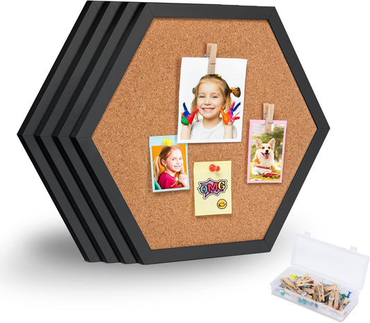 Cork Board Tiles - 4 Packs Adhesive Corkboards for Wall, Small Cork Board Squares Decorative for Office, School & Home