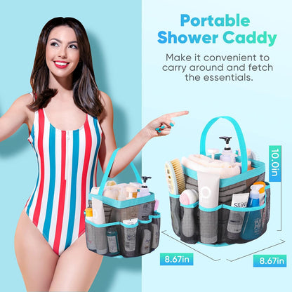 EUDELE Mesh Shower Caddy Portable for College Dorm Room Essentials, Shower Caddy Dorm with 8-Pocket Large Capacity for Beach, Swimming, Gym, Travel essentials