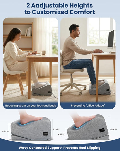 Comfier [2026] Under Desk Foot Rest at Work with Graphene Fast Heat Cloth,Ergonomic Heated Foot Stand, 2 Heights & 3 heat & 3 Vibration,Heel Support for Back,Leg Pain Relief,Office Home,Gift Men,Women