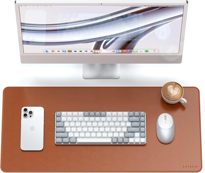 Satechi Vegan Leather Desk Mat, Large Mouse Pad Scratch and Water Resistant, Easy to Clean, Desk Pad for Office and Home, 26.8” x 12.4” x 0.1” - Black