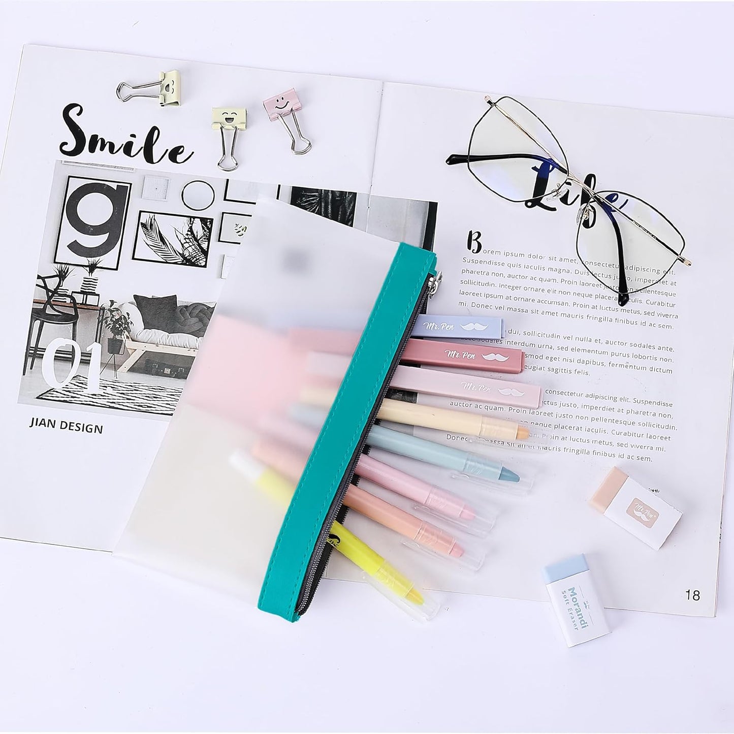 Mr. Pen- Clear Pencil Pouch, 8.50"x4.25", 3 Pack, Durable TPU Material, Medium Water-Resistant Pencil Bags with Smooth Zipper, Multipurpose Clear Pouch for Stationery, School, Office, Travel Supplies