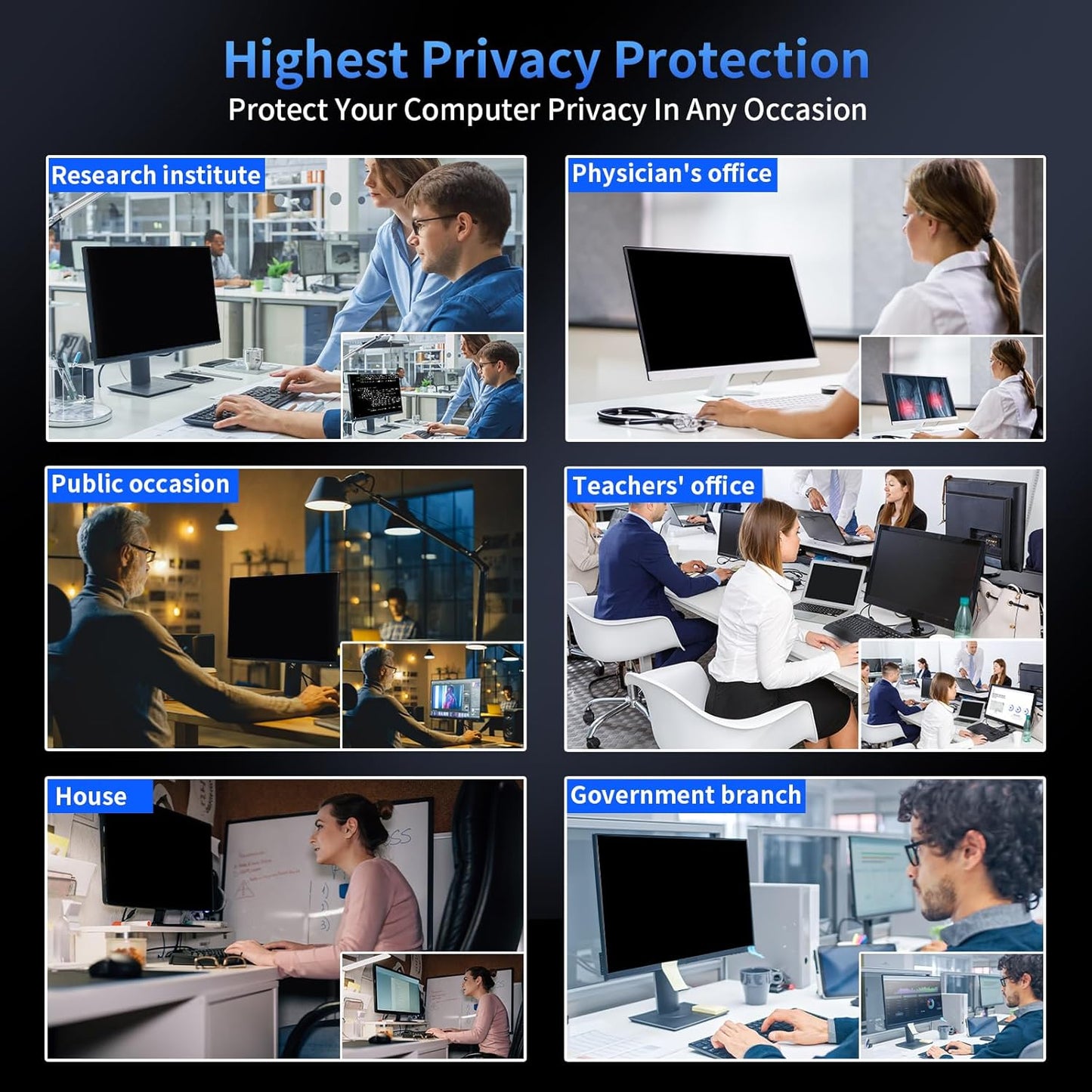 2 Pack- 27 Inch Curved Computer Privacy Screen Filter for 16:9 Widescreen Computer Screen Protector Computer Screen Privacy Shield Anti Glare and Blue Light