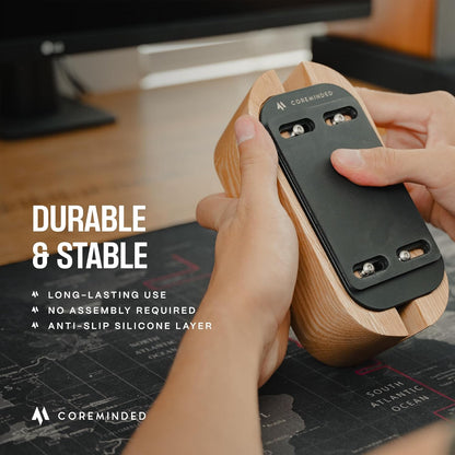 COREMINDED Adjustable Dual Vertical Laptop Stand for Desk, Wooden Laptop Holder, MacBook Pro Stand, Wood Mac Air Dock