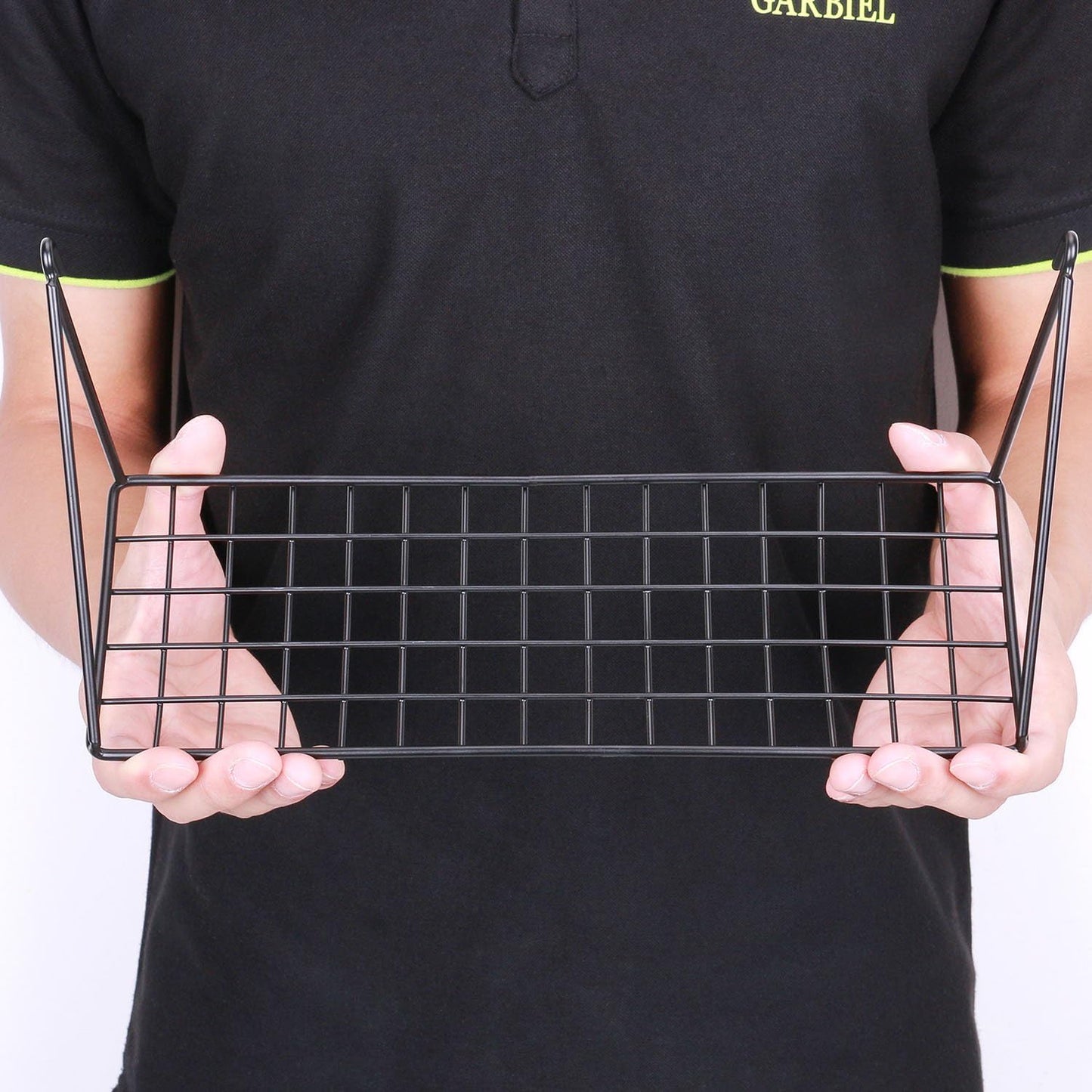 Kaforise Hanging Straight Shelf for Wire Wall Grid Panel, Small Wire Wall Organizer and Display Shelf, Size 11.8" X 4.3",Black Painted (4)