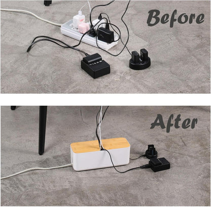 Changsuo Cable Management Box Set Cable Organizer Boxes for Extension Cord Power Stripe Surge Protector Wire Management Organizer Cover Hider for Desk Home Office Kitchen (Small & Large White)