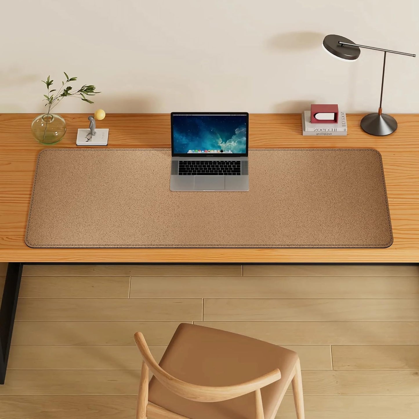 Vyaaa PU Leather & Cork Desk Mat, 39.4"x15.7" Dual Sided Computer Desk mat, Waterproof Large Mouse Pad, Non-Slip Office Desk pad, Office Desk Protector for Work/Gaming/Home (Black)