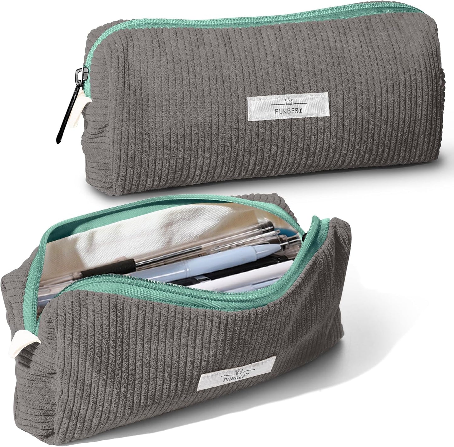 Pencil Bag Pen Case, Soft Corduroy Small Pencil Pouch Organizer with Zipper, Cute Pencil Case Pouch Stationery for Girls and Boys – Apricot
