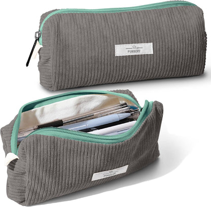 Pencil Bag Pen Case, Soft Corduroy Small Pencil Pouch Organizer with Zipper, Cute Pencil Case Pouch Stationery for Girls and Boys – Apricot