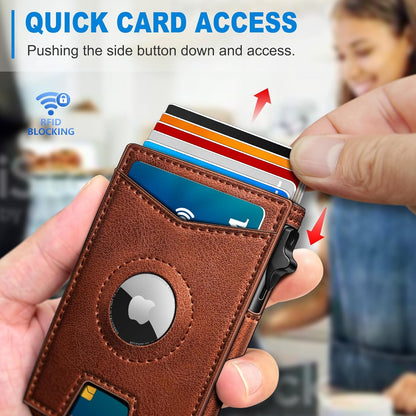 miyozi Airtag Wallet for Men Money Clip 9-Card Pop-Up Credit Card Holder with ID Window RFID Blocking Metal Case Magnetic Closure Front Pocket Wallet Gift Box | with Money Clip