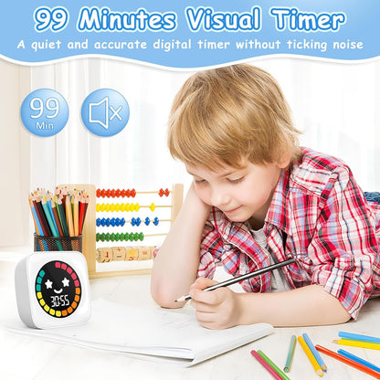 HAUKINIX 99-Minute Visual Timer with Pomodoro Timer Productivity Focus Timer Countdown Stopwatch Desk ADHD for Study, Work, Student, Procrastination, Loud Alarm/Mute/Vibration, 2 Brightness Levels