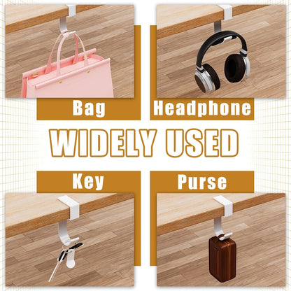 CroBlissful 4 Pcs Purse Hook for Table Nail Free Handbag Hanger for Desk Heavy Duty Purse Hook for Hanging Bags Umbrellas Keys Cups Headphone(Black)
