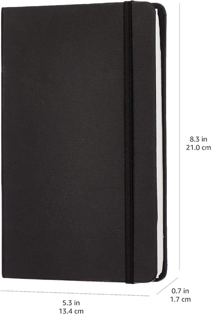 Amazon Basics Classic Grid Notebook for Writing and Note Taking, Hardcover, Graph Ruled, 240 Pages, 5" x 8.25", Black