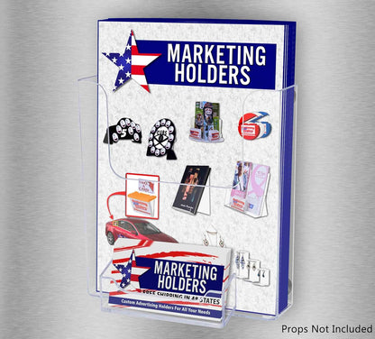 Marketing Holders 6 Pack Suction Cup Brochure Holder Holds 6 Inch Wide Literature Window or Glass Wall Mount Display Indoor Graphic Images Amenity Flyers or Reference Sheet Racks