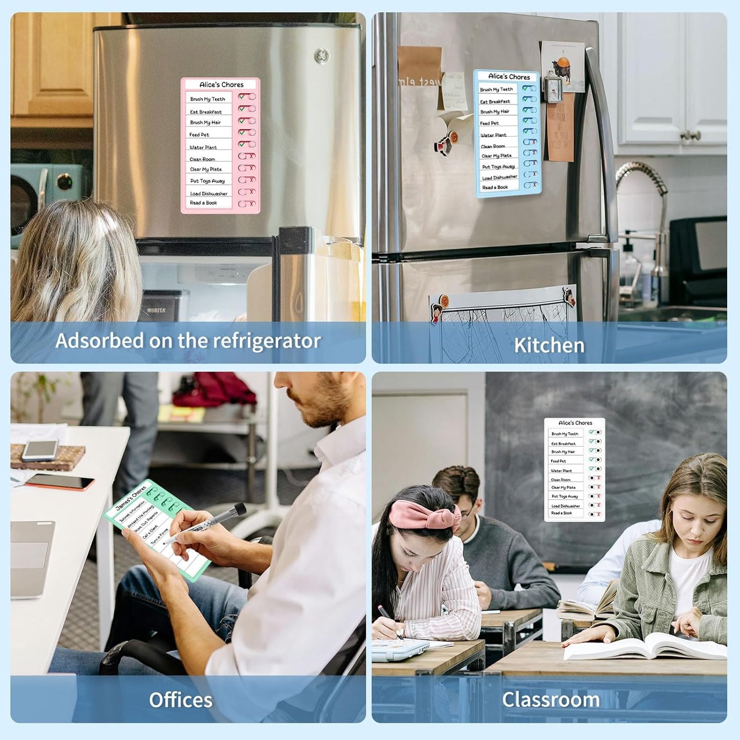 4 Pcs Chore Chart for Kids Multiple Kids Dry Erase Board for Fridge, Magnetic Visual Schedule, My Chores Slider Chart Plastic to Do List ADHD Tools, Sliding Routine Chart, Daily Checklist