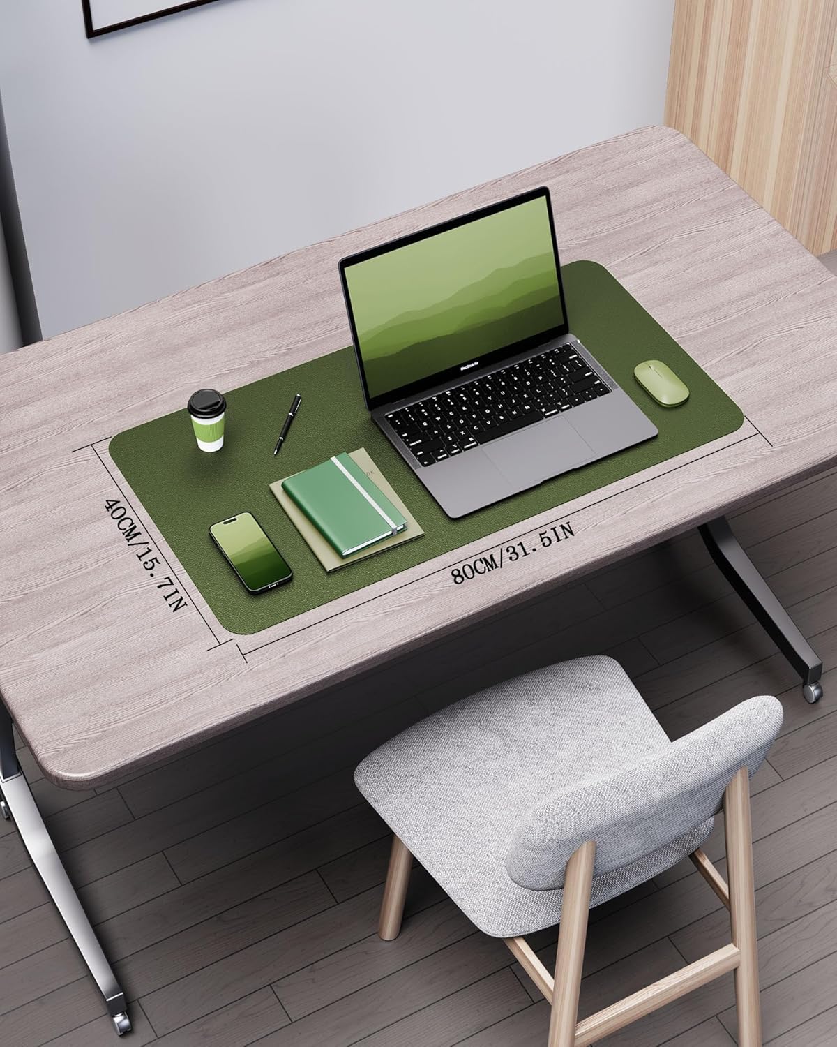YSAGi Double-Sided Desk Pad, 31.5"x15.7"Leather Desk Mat, Eco Cork Desk Pad Protector,Large Mouse Pad,Waterproof Desk Blotter for Office/Home(Coffee)