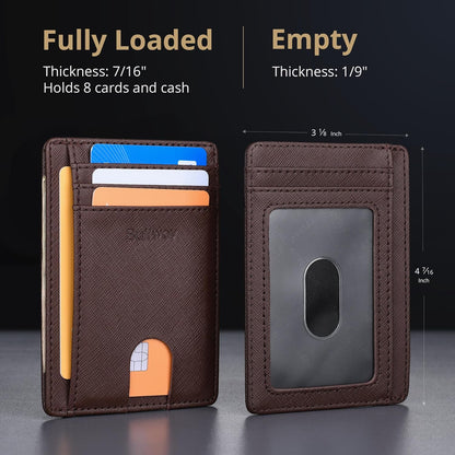 Buffway Slim Minimalist Front Pocket RFID Blocking Leather Wallets for Men and Women - Carbon Fiber Black - Colors A