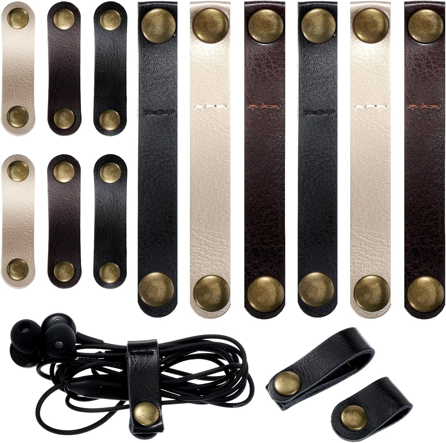 12 Pcs Data Cable Organizer, 2 Sizes Snap Cord Keepers Portable Strap Keepers for Travel, USB Charging Cable Strap Winder Earphone Wrap Men Women (6p 2.5in and 6p 3.5in)