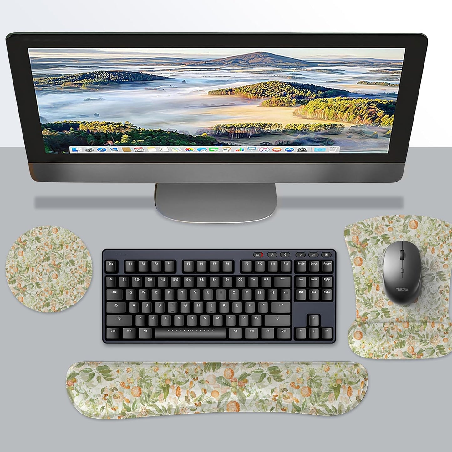 RICHEN Keyboard Wrist Rest Pad and Mouse Wrist Rest Support Mouse Pad Set,Sturdy & Comfortable & Lightweight for Easy Typing & Pain Relief-Ergonomic Support (Brown)