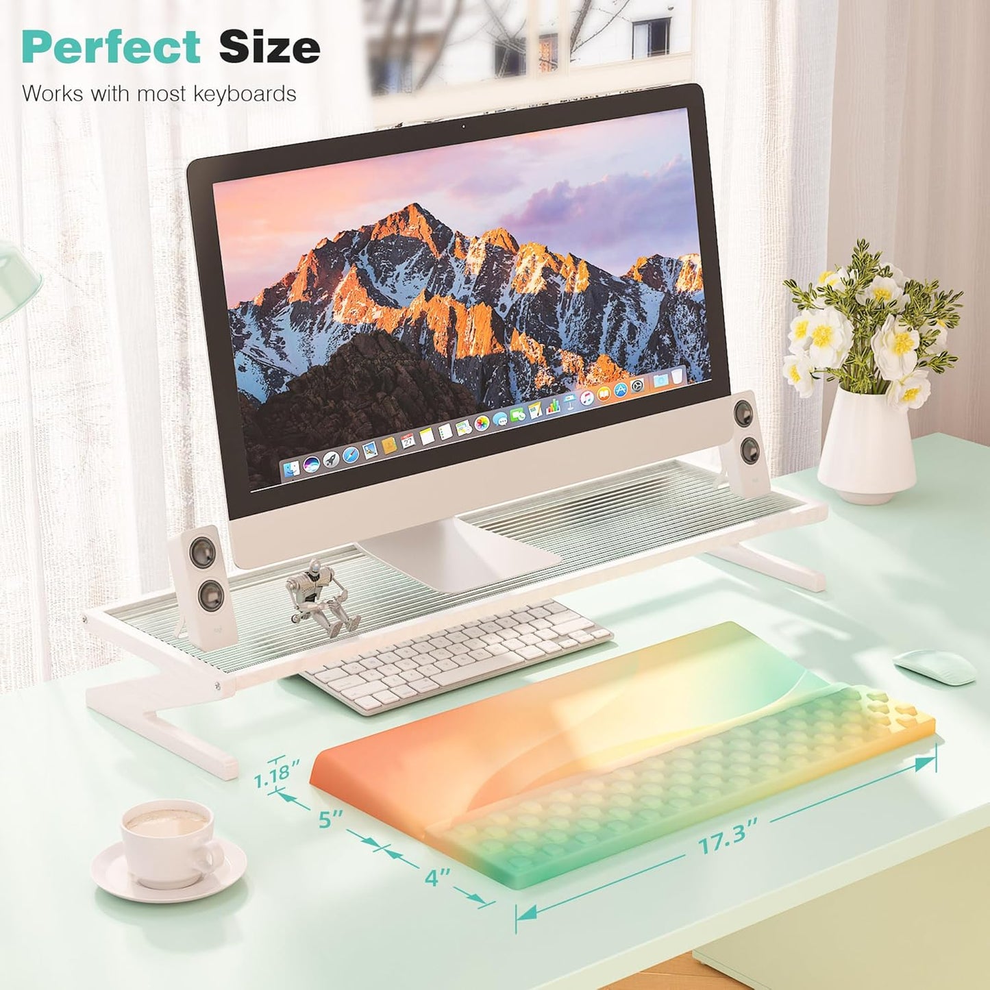 Ospelelf Tilt Keyboard Stand with Wrist Rest, Comfy Ergonomic Keyboard Riser Holder for Office Home