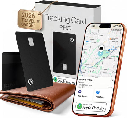 SPOTMINDERS Apple MFi Certified Wallet Tracker PRO for Travel Credit Card Design Works with Apple Find My IP68 Waterproof Rechargeable Tracking Card for Wallet Luggage Passport 0.07in Slim Item Finder
