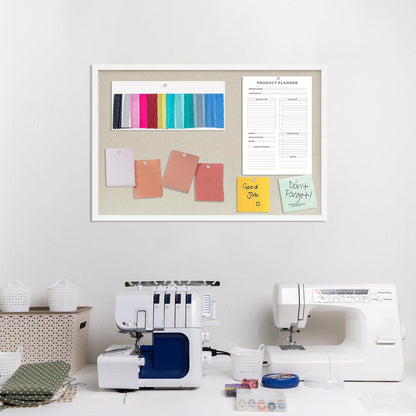 DAHAPYBOO Cork Board with Linen White,Bulletin Board 17"x12" Hanging Corkboards for Office Home School Message Board or Vision Board Decoration.