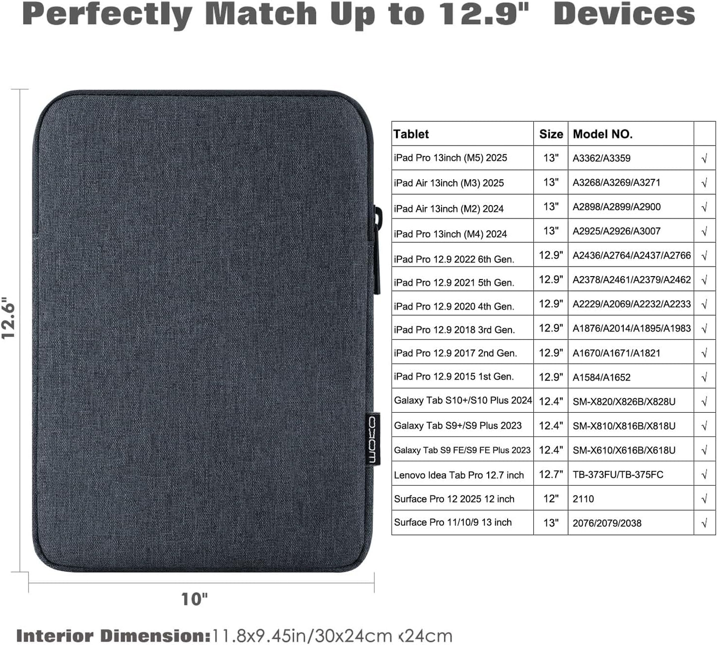 MoKo 7-8 Inch Tablet Sleeve Bag, Polyester Pouch Cover Case Fits iPad mini (A17 Pro) 8.3" 2024, iPad mini 6/5/4/3/2/1, Samsung Galaxy Tab S2 8.0, Tab A 8.0, ZenPad Z8s 7.9,Black