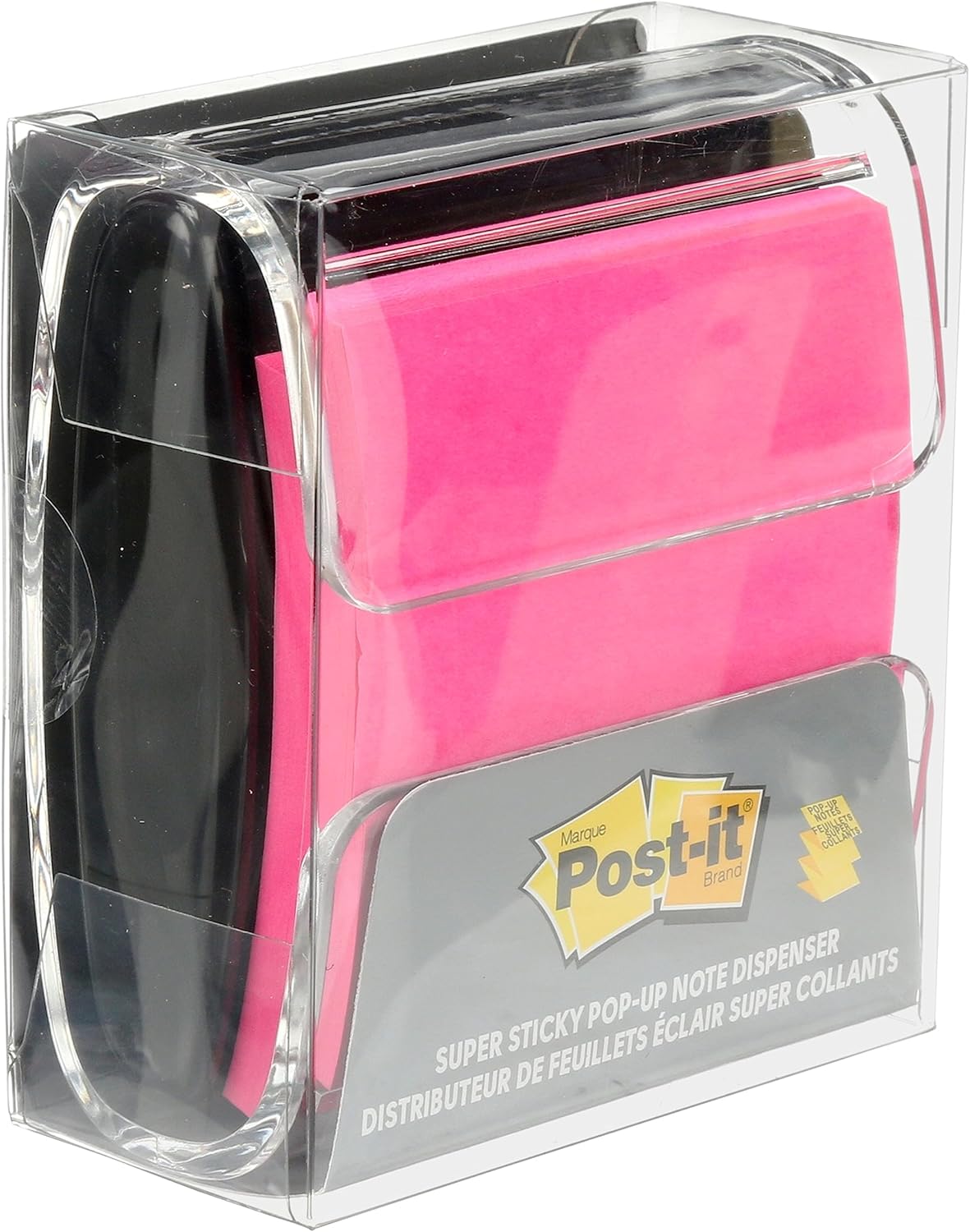 Post-it Pop-up Notes Dispenser, 3x3 in, Black Base Clear Top, Pack Includes Dispenser and a 45-Sheet Pad of Pop-up Notes (WD-330-BK)
