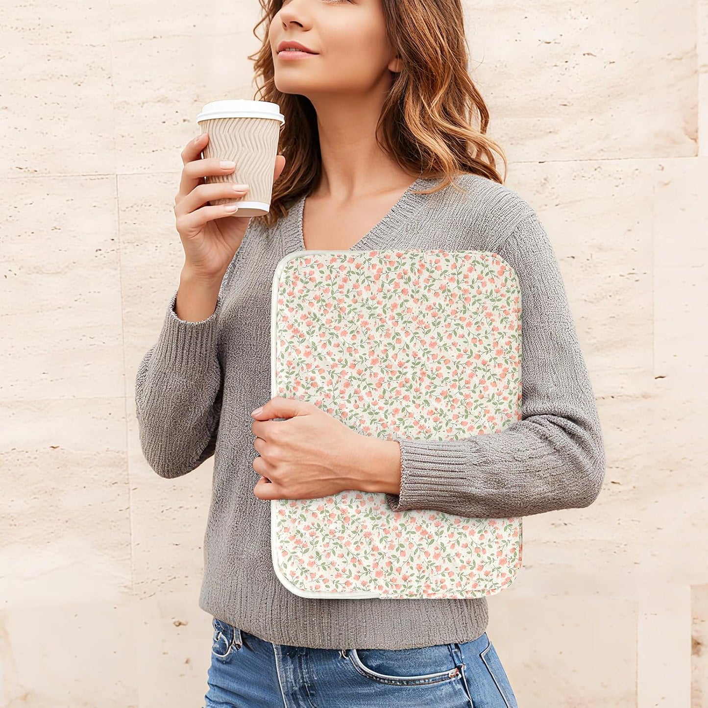 Puffy Laptop Sleeve 13 Inch Cute Quilted Laptop Protective Case Padded Floral Computer Sleeve for MacBook (A-Blue, 13 Inch)