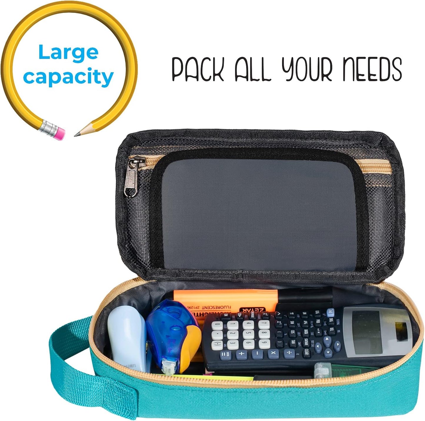 ECHSRT Large Pencil Case, Aesthetic Pen Pouch with Big Capacity, Minimalist Portable Stationery Bag with Handle for Office Organizer Aesthetic Pencil Cases