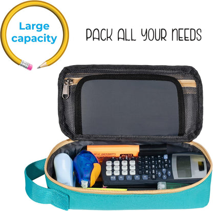 ECHSRT Large Pencil Case, Aesthetic Pen Pouch with Big Capacity, Minimalist Portable Stationery Bag with Handle for Office Organizer Aesthetic Pencil Cases