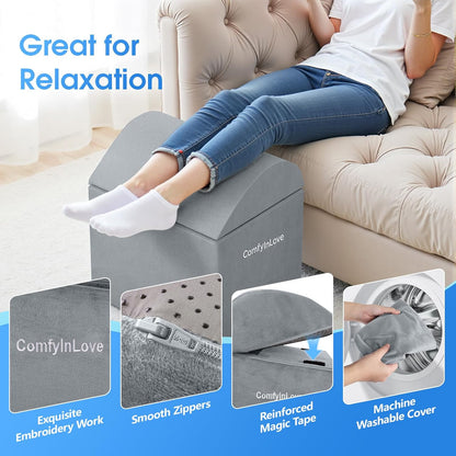 Foot Rest for Under Desk at Work - Non-Slip Foot Stool with 3 Adjustable Heights, Ergonomic Under Desk Footrest with Washable Cover for Leg Elevation, Desk, Home, Office, Car (Dark Grey)