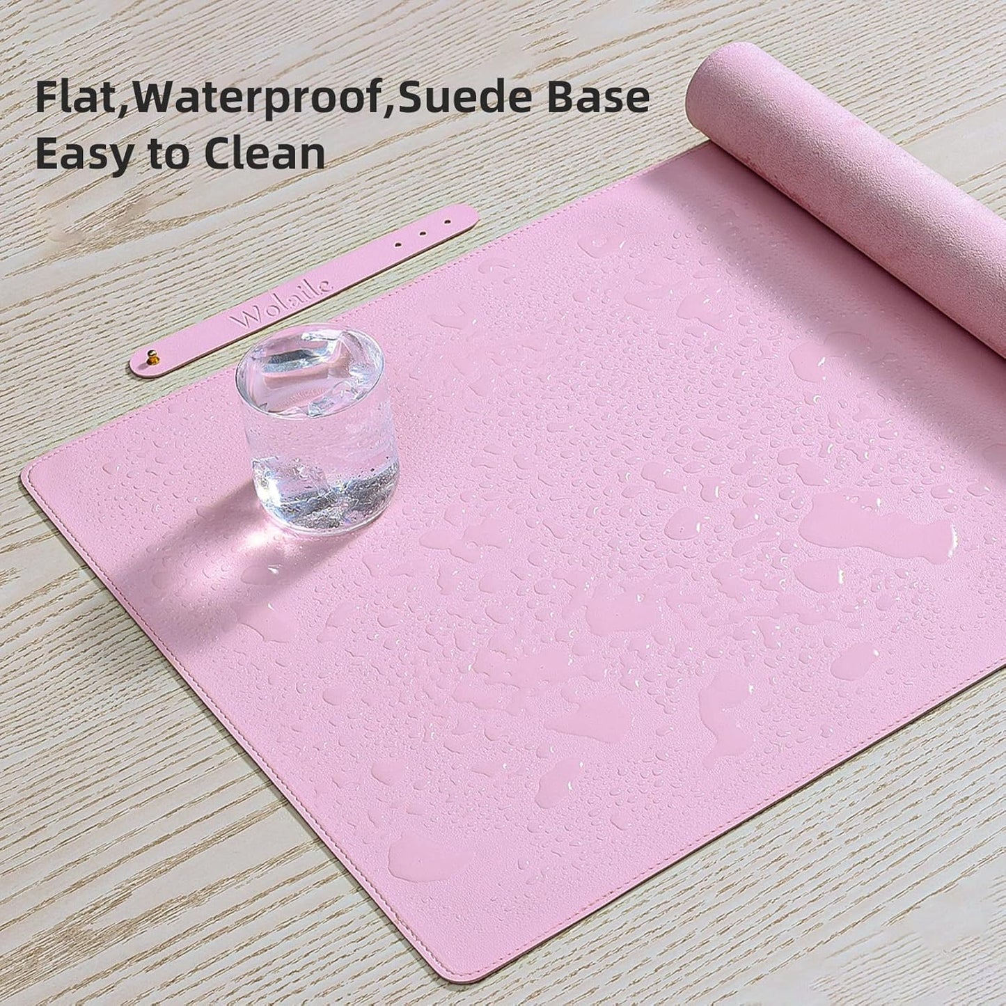 Leather Desk Pad,Wolaile 36x17 inch Large Mouse Pad,Waterproof Non-Slip Writing Desk Blotter,Computer Mat Desktop Protector for Office Home,Black