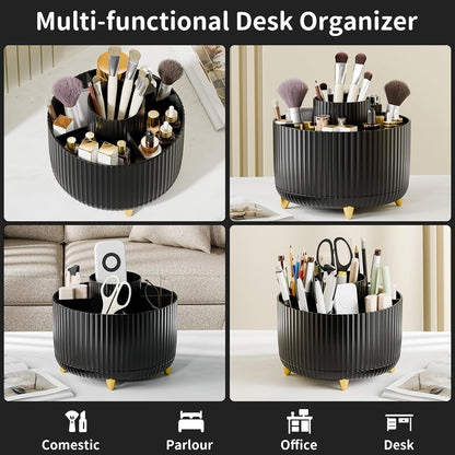 fanado 360° Rotate Makeup Brush Holder Organizer, Makeup Organizers Countertop, Makeup organization and Skincare Storage for Vanity, Desktop, Bathroom (White)