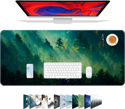 Galdas Mouse Pad For Gaming,Forest Background Pattern XXL XL Large Mouse Mat Long Extended MousePad Desk Mat Non-Slip Rubber Mice Pads Stitched Edges Thin (31.5 x 11.8 x 0.12 Inches) Tree