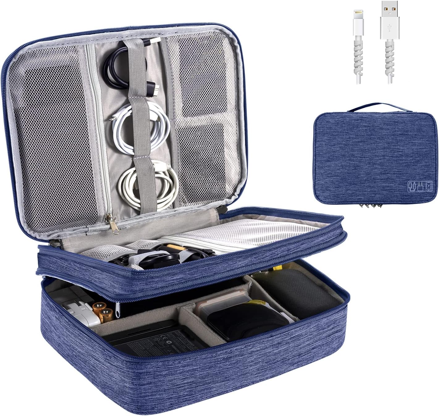 OrgaWise Electronics Organizer, Electronic Accessories Bag Travel Cable Organizer Three-Layer for iPad Mini, Kindle, Hard Drives, Cables, Chargers