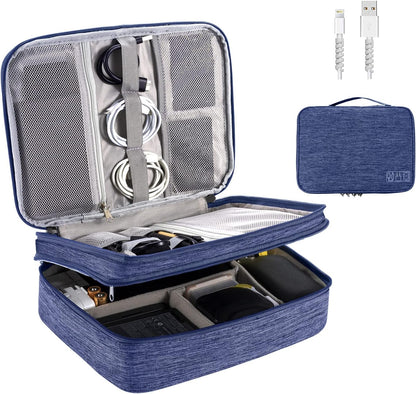 OrgaWise Electronics Organizer, Electronic Accessories Bag Travel Cable Organizer Three-Layer for iPad Mini, Kindle, Hard Drives, Cables, Chargers