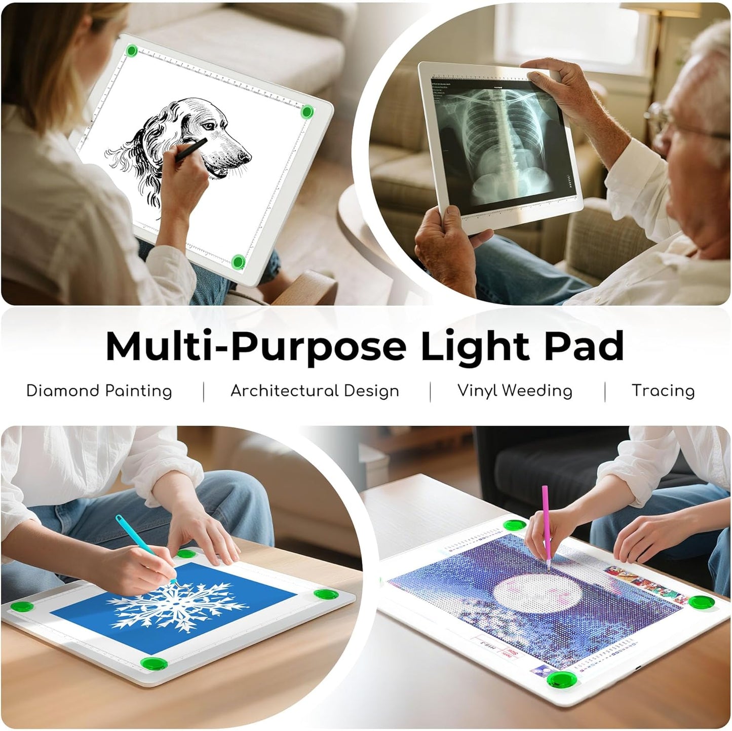 Rechargeable A4 Light Box for Tracing,Bawaslom LED Light Pad with Adjustable Stand and Strong Magnets,Ultra-Thin & Bright Tracing Board for Diamond Art,Sketching,Vinyl Weeding,Architectural Design