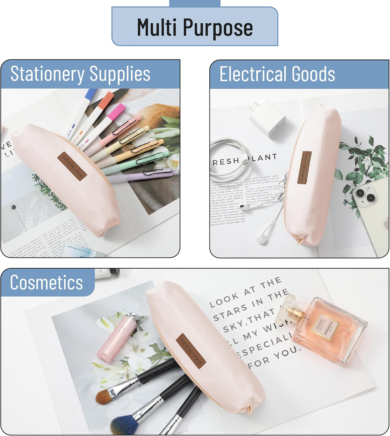 Mr. Pen- Cute Pencil Case Pouch, Multipurpose Canvas Bible Pencil Pouch, Smooth Zipper, Premium Material, Neat Stitches, Ideal for Stationery, Cosmetics, Electronics, School, Office, Travel