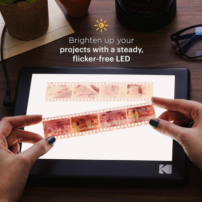 KODAK LED Light Box - 8" x 6", USB/AAA Battery Powered - Slide Viewer & Film Scanning - Flicker-Free Light Pad & Tracing Pad for Drawing - Glare-Free LED Illumination for Product Photography