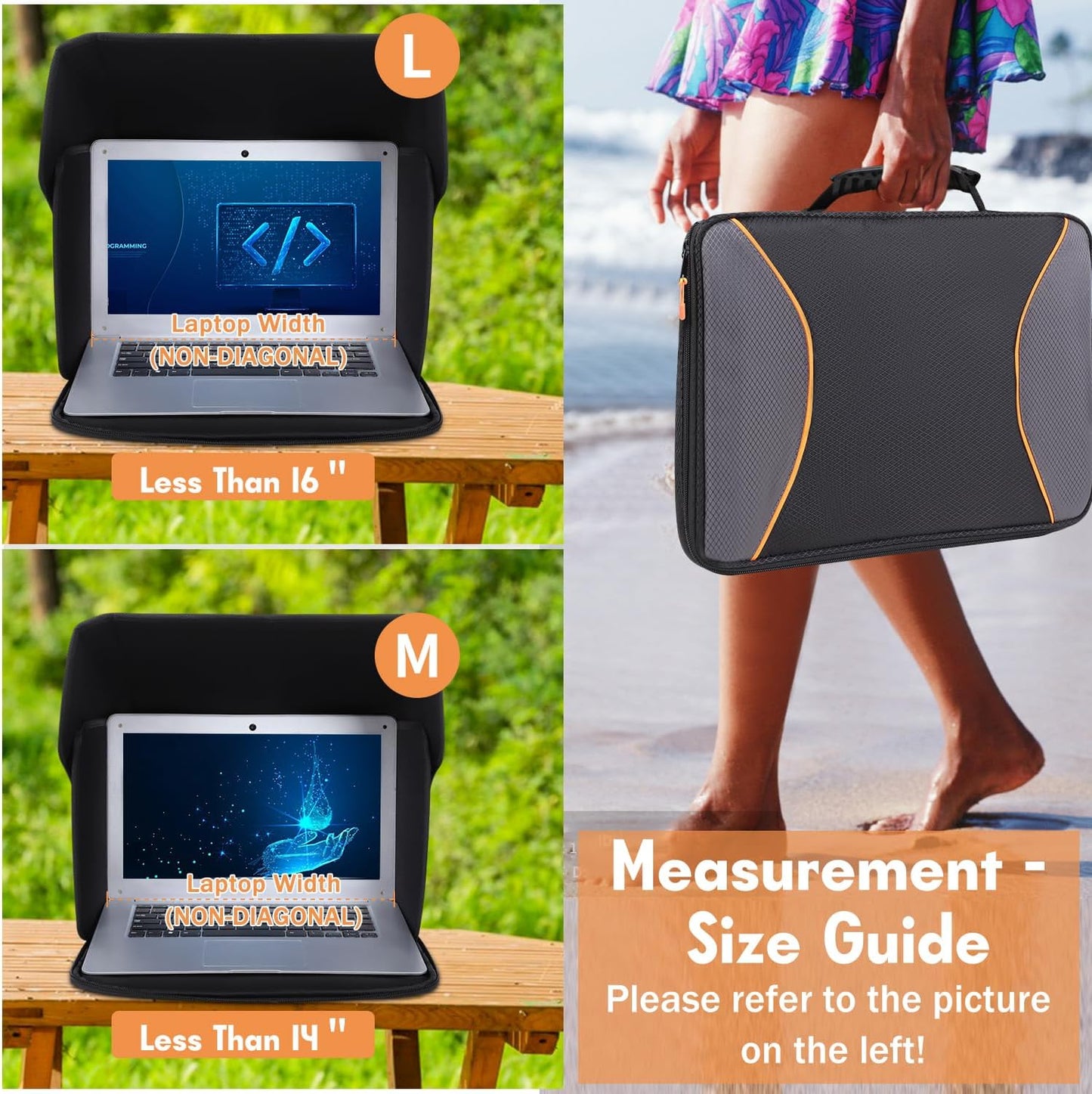 Laptop Sun Shade Laptop Sun Glare Shield Privacy Screen Hood Lightweight Laptops Sunshade Bag for Working Outside Portable Shield Cover 12-14'' (Patent Pending)