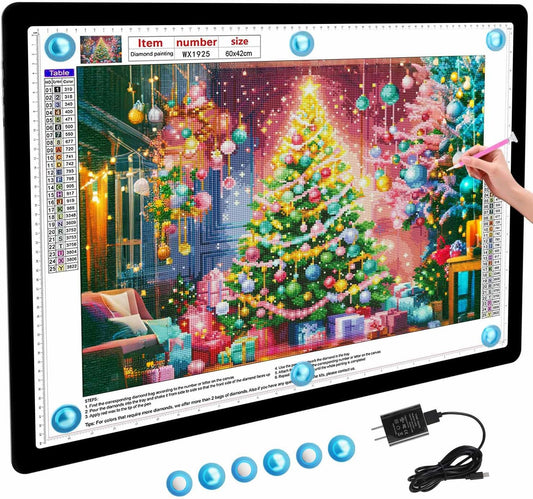 Heanolier Rechargeable A4 Light Board with Stand, 7100Lux Super Bright Magnetic Light Pad with Side Buttons, Wireless Light Box for Tracing, LED Light Table for Diamond Painting,Sketching,Drawing