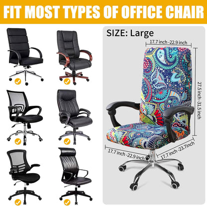 Smiry Stretch Printed Office Chair Armrest Covers, 2 Pcs Soft Fit Removable Washable Computer Desk Chair Arm Covers Protector, Black