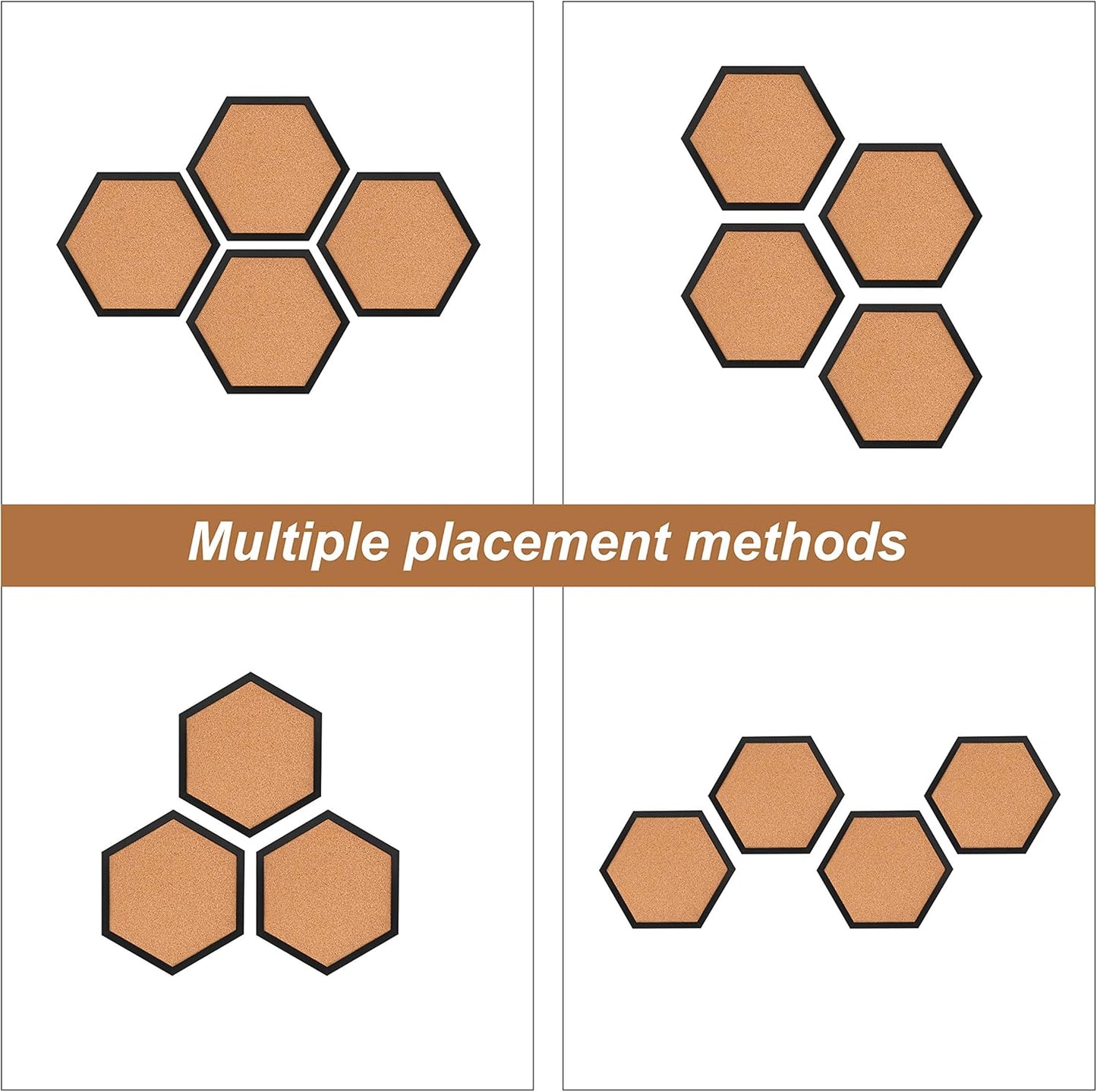 Cork Board Tiles - 4 Packs Adhesive Corkboards for Wall, Small Cork Board Squares Decorative for Office, School & Home