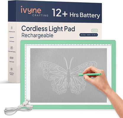 iVyne Rechargeable A4 Light Pad for Tracing & Weeding - LED Light Board for Weeding Vinyl - for Cricut Vinyl Weeding Tools - Ultra-Thin & Portable - Perfect for Artists & Crafters - Pink