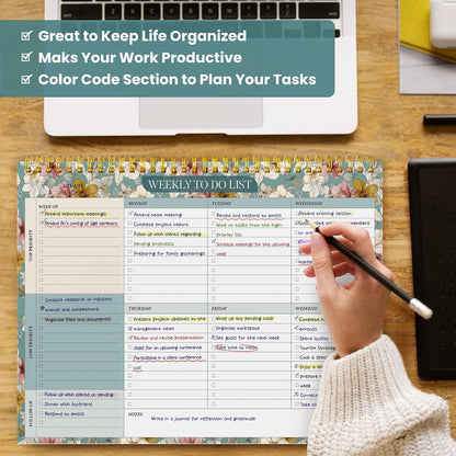 Weekly To Do List Notepad with 52 Undated Sheets（8.5"×11"）- Undated Weekly Planner Notepad for Office Desk Accessories and Supplies - Midnight Lilac