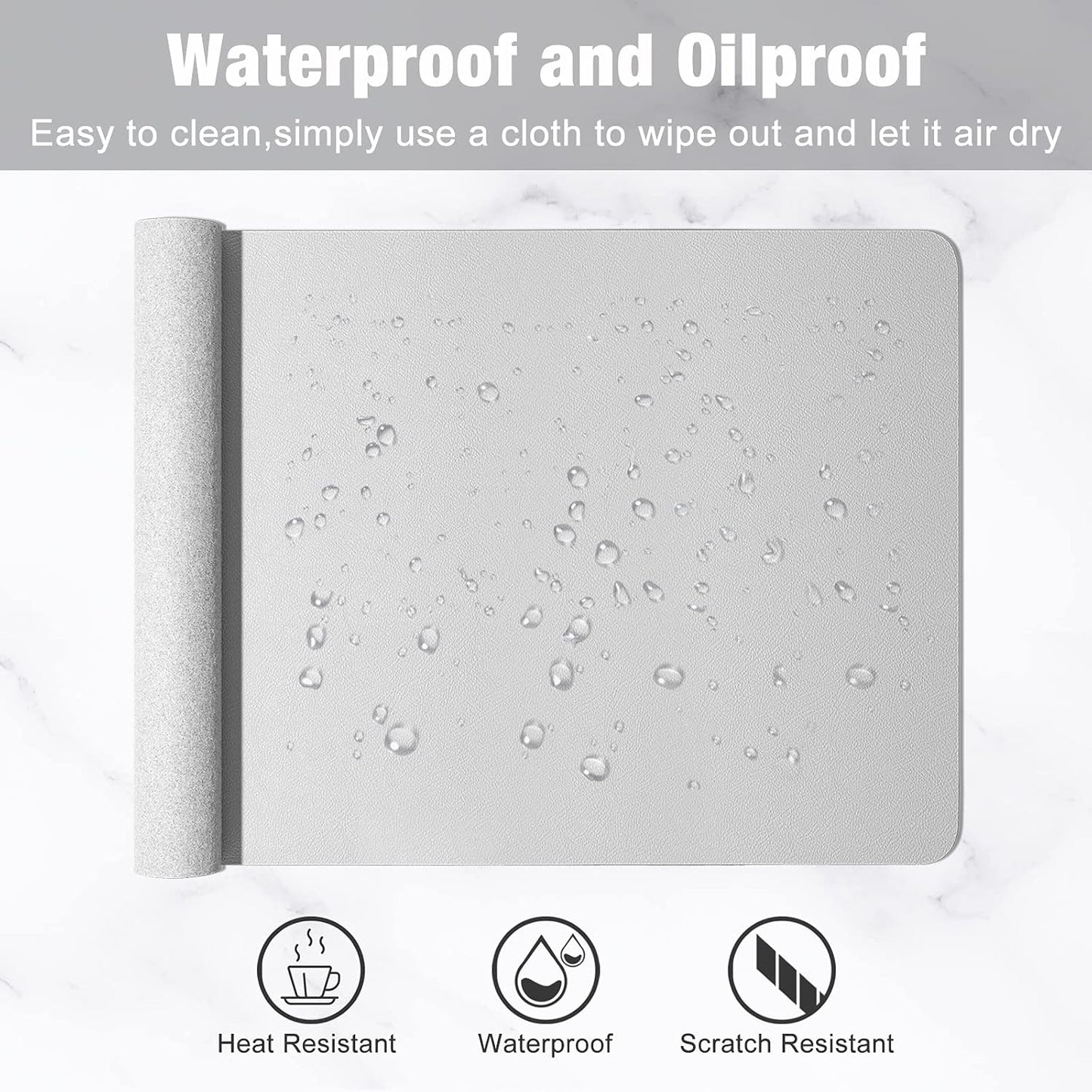 Hsurbtra Desk Pad, 23.6" x 13.8" PU Leather Desk Mat, M Extended Mouse Pad, Waterproof Desktop Blotter Protector, Non-Slip Ultra Thin Small Laptop Keyboard Writing Mat for Office Home, Pink