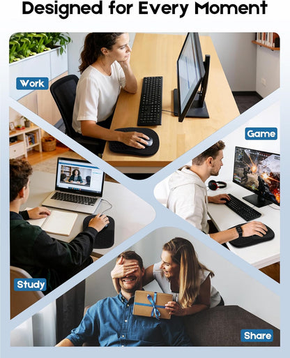 Mouse Pad with Wrist Rest, Ergonomic Mouse Wrist Rest for Pain Relief, Mousepad with Massage Bumps Design, Soft Memory Foam, Non-Slip Base, Wrist Pad for Mouse for Office School Home Gaming