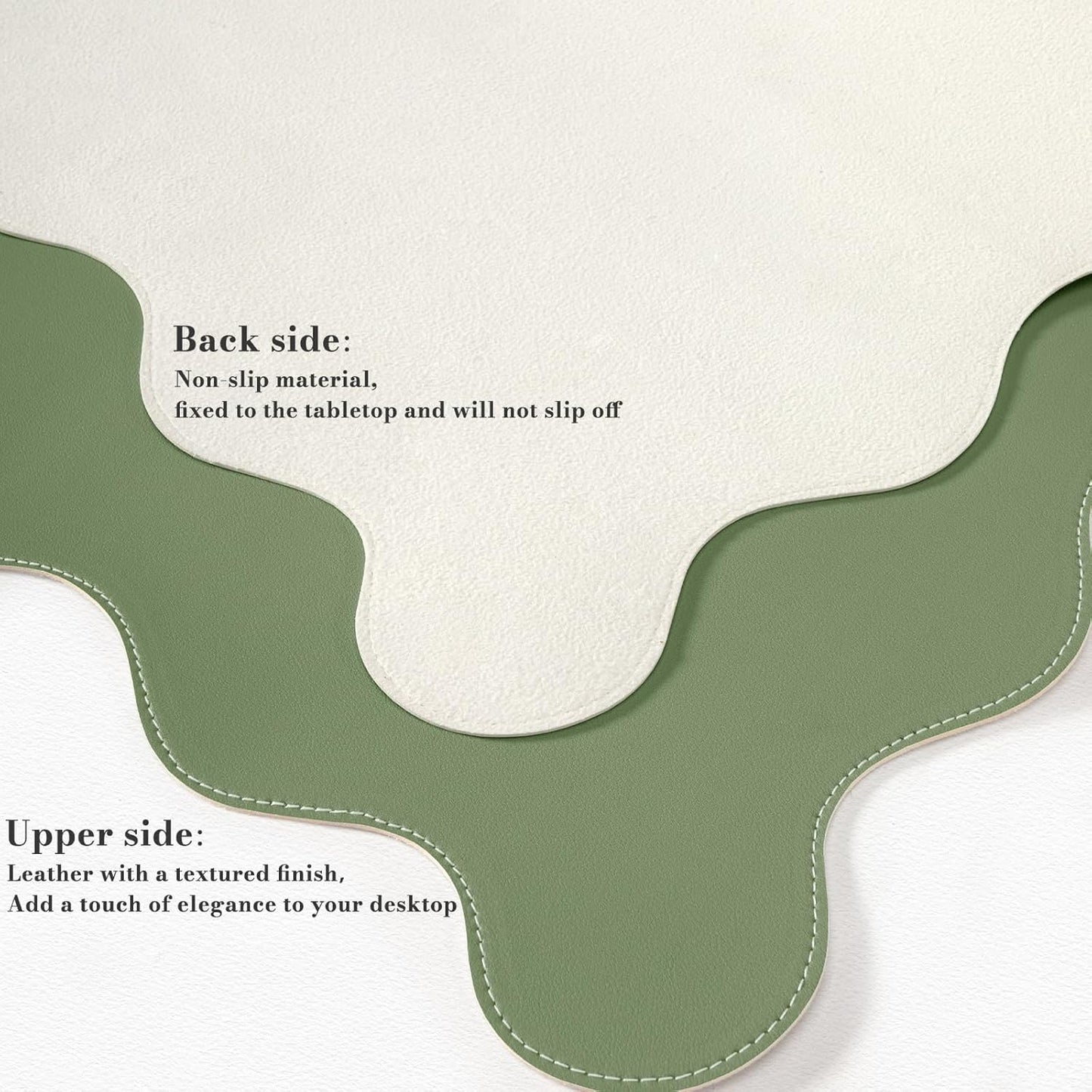 iCasso Pink Leather Desk Mat,Extra Large Scalloped Mouse Pad for Desktop,Waterproof PU Nail Table Mat,Cute Keyboard Mats for Women Girl,Non-Slip Desk Cover Mat for Office Home Dorm